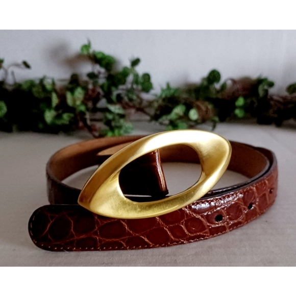 De Vecchi by Hamilton Hodge Genuine American Alligator Leather Buckle Belt - Picture 16 of 16